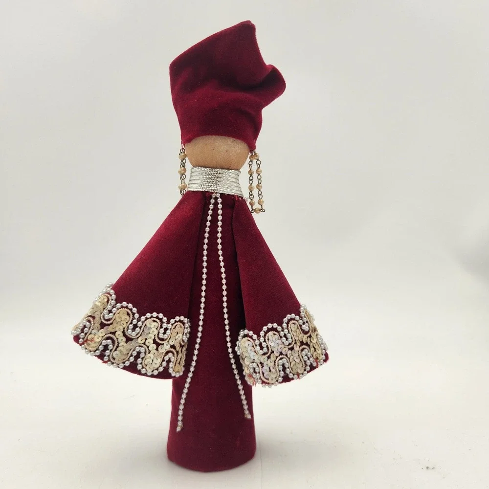 Handmade Vintage Velvet Three Wise Men  Upcycled Thread Cone Figures Atlantic